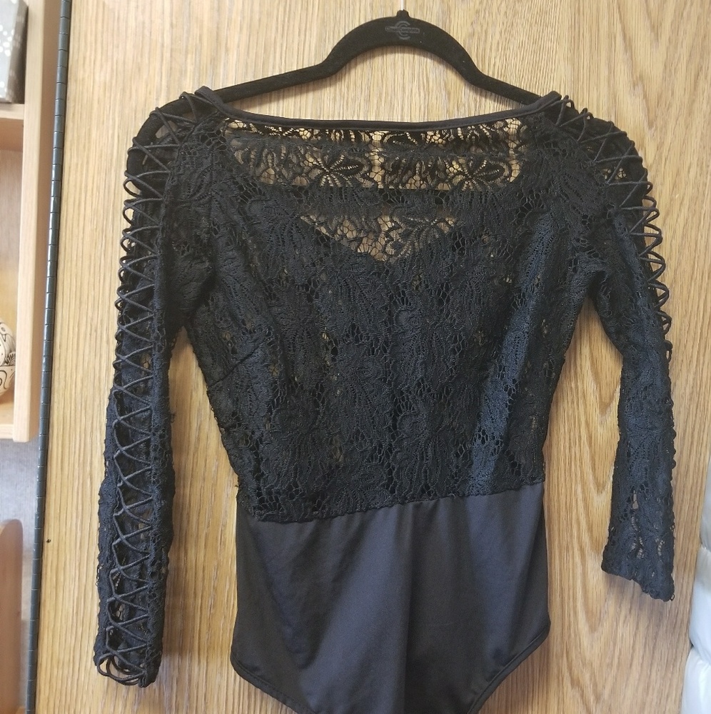 Black lace body suit